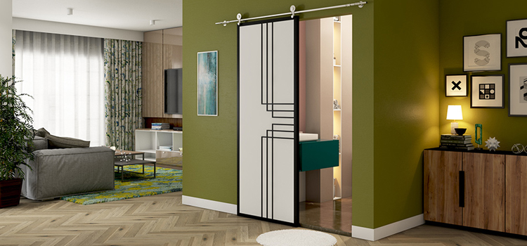 sliding bathroom door installation in Kentfield